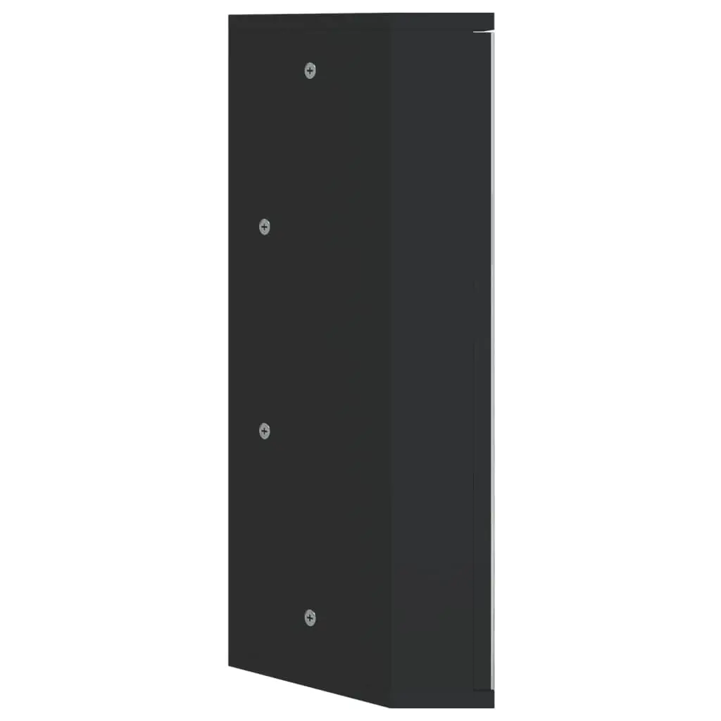 Corner Bathroom Mirror Cabinet Wall-Mounted Storage 30x24x60cm Black