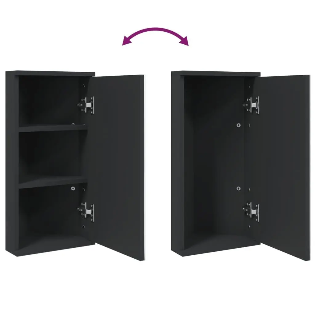 Corner Bathroom Mirror Cabinet Wall-Mounted Storage 30x24x60cm Black