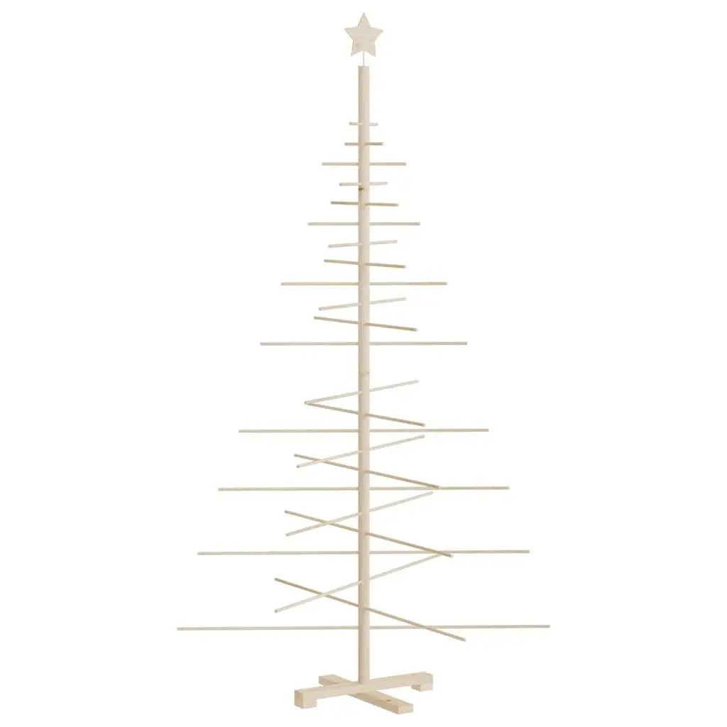 Wooden Christmas Tree Decoration 180cm Solid Pine Wood Brown Rustic Seasonal