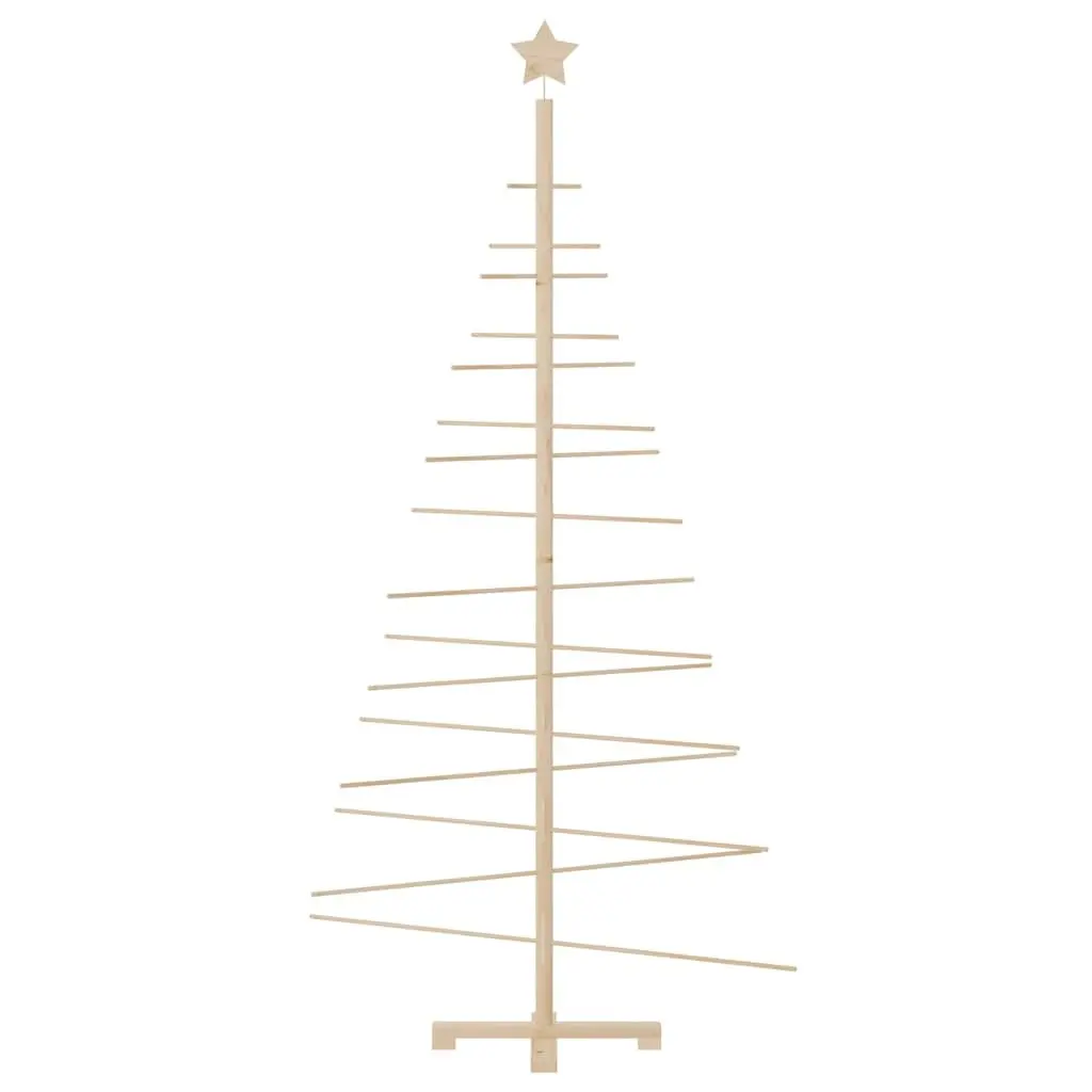 Wooden Christmas Tree Decoration 180cm Solid Pine Wood Brown Rustic Seasonal