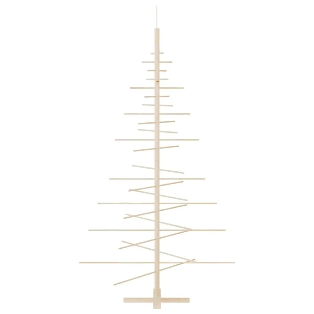 Wooden Christmas Tree Decoration 180cm Solid Pine Wood Brown Rustic Seasonal