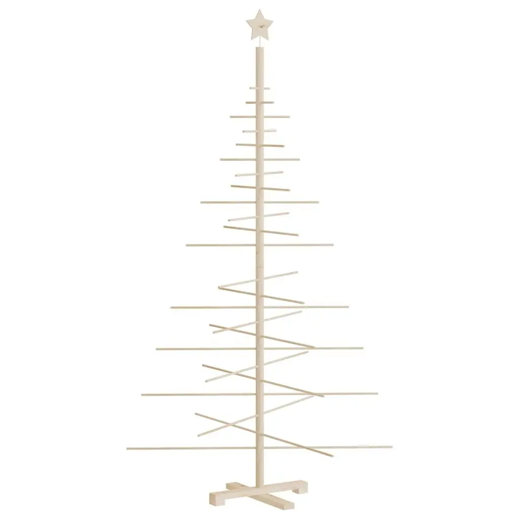 Wooden Christmas Tree Decoration 180cm Solid Pine Wood Brown Rustic Seasonal