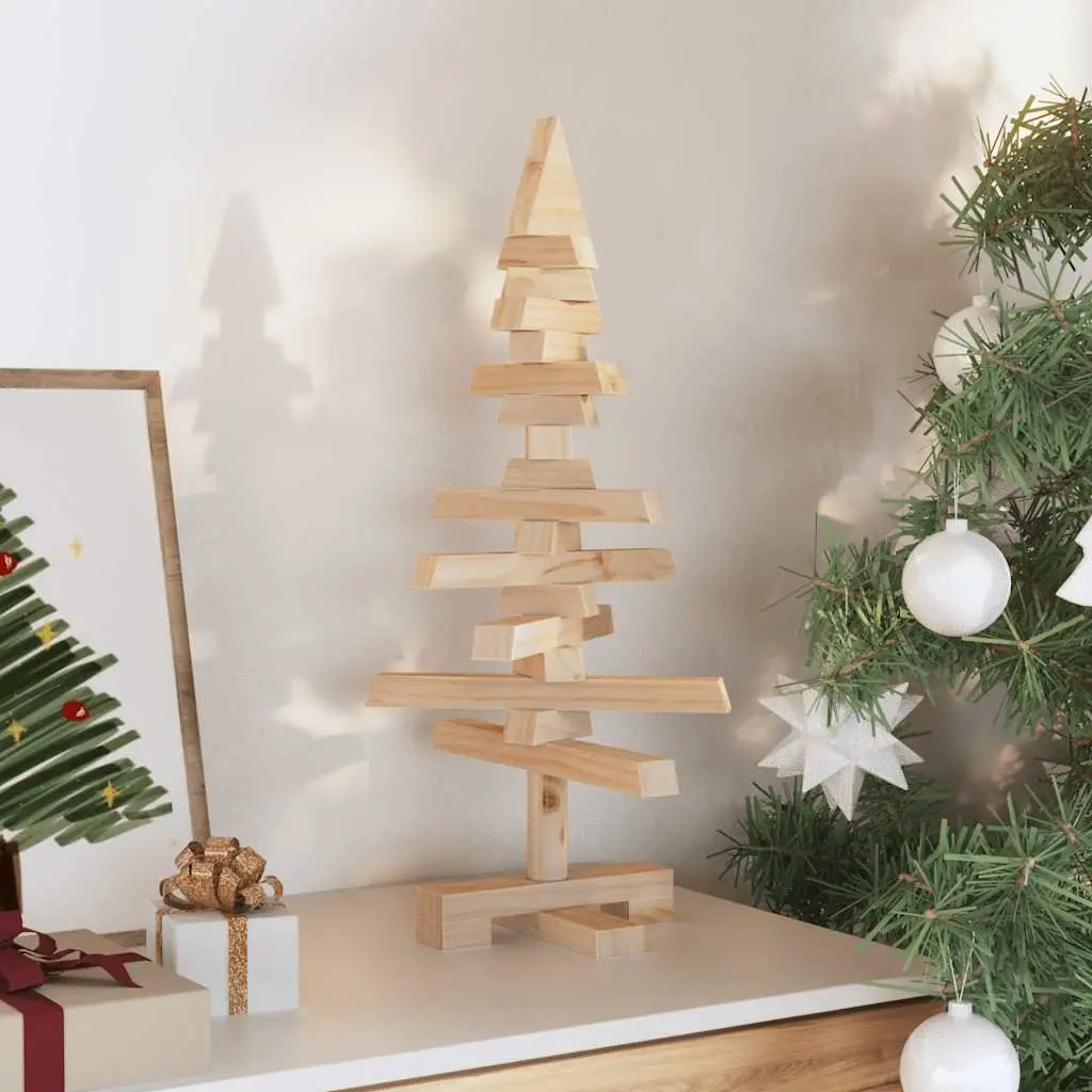 Pine Wood Holiday Decoration 60cm Rustic Christmas Tree Home Seasonal Decor Brown