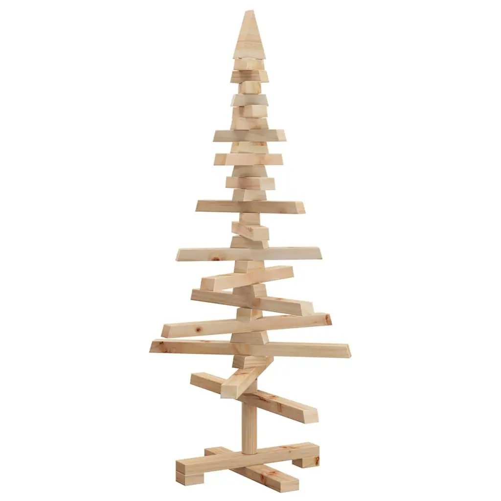 Wooden Christmas Tree Decoration 90cm Rustic Solid Pine Wood Holiday Home Decor