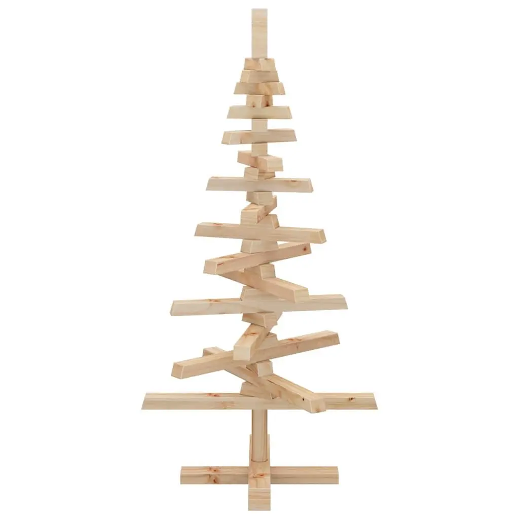 Wooden Christmas Tree Decoration 90cm Rustic Solid Pine Wood Holiday Home Decor