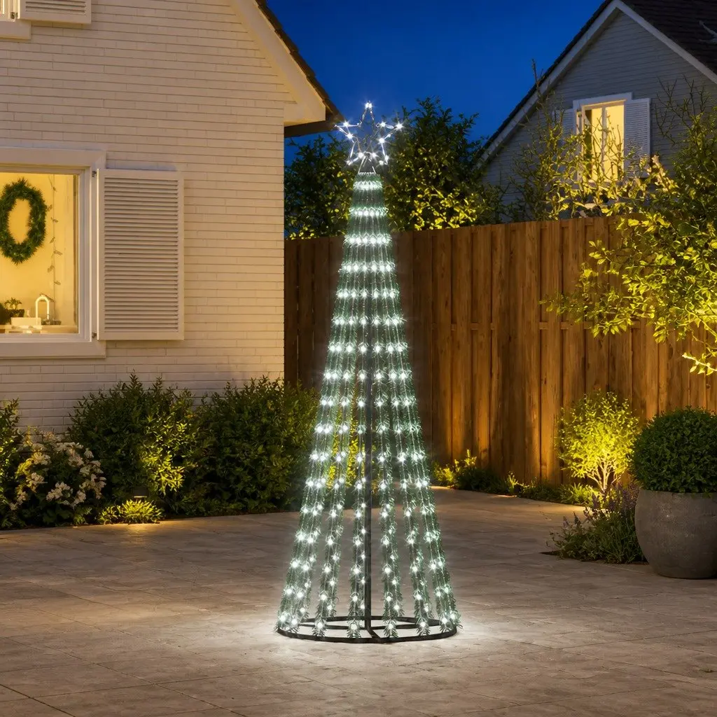 LED Christmas Tree Pre-Lit 180cm Cool White Indoor Outdoor