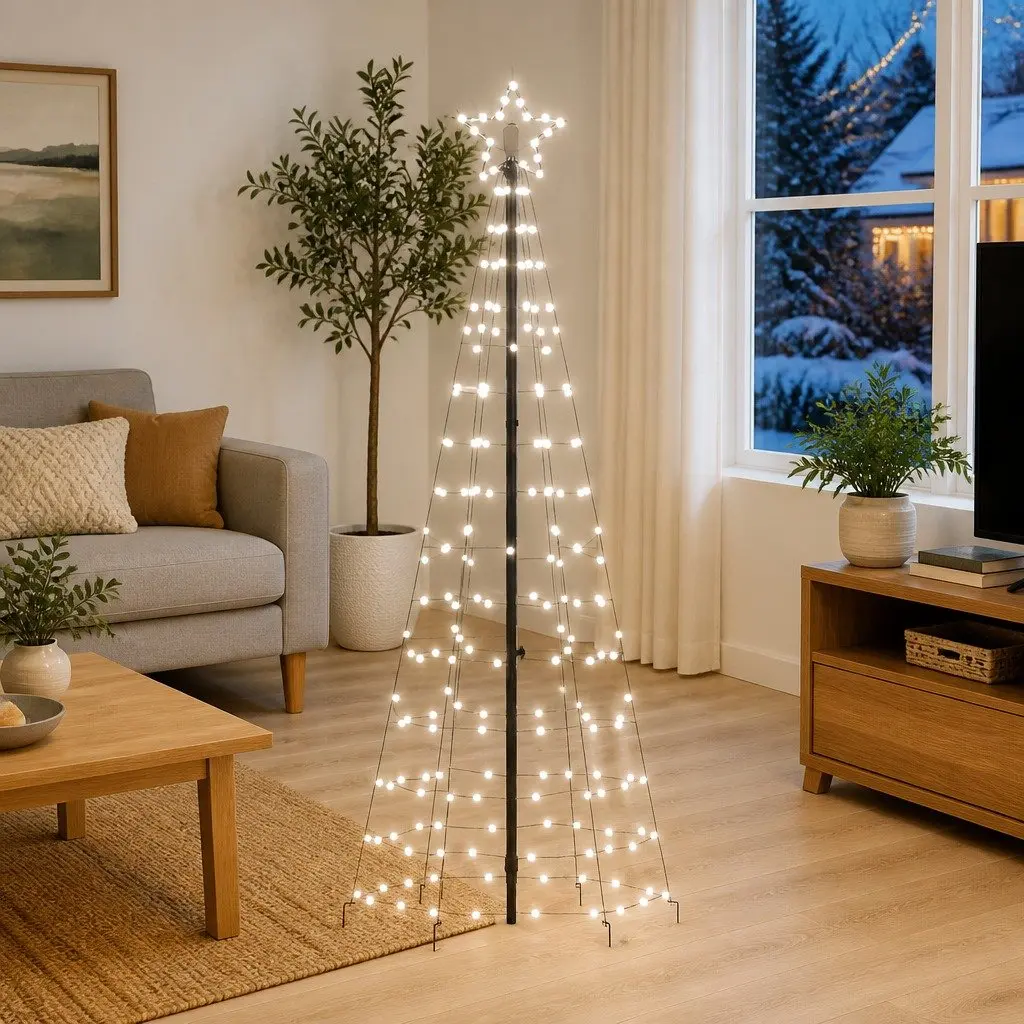 LED Christmas Tree Outdoor 180cm Cold White Lights 220 Lights 8 Effects