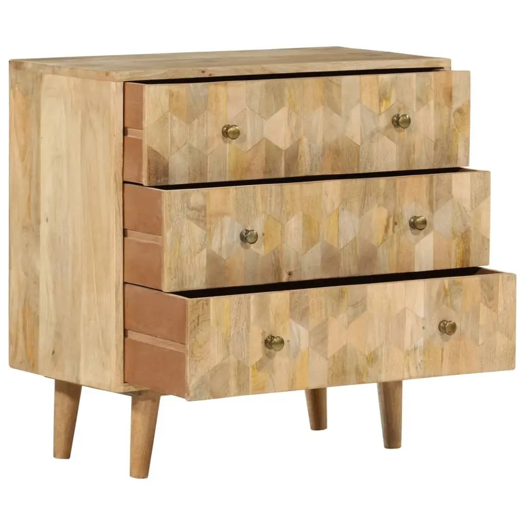 Drawer Cabinet Storage Chest 3 Drawers Solid Wood Mango Brown Retro Style