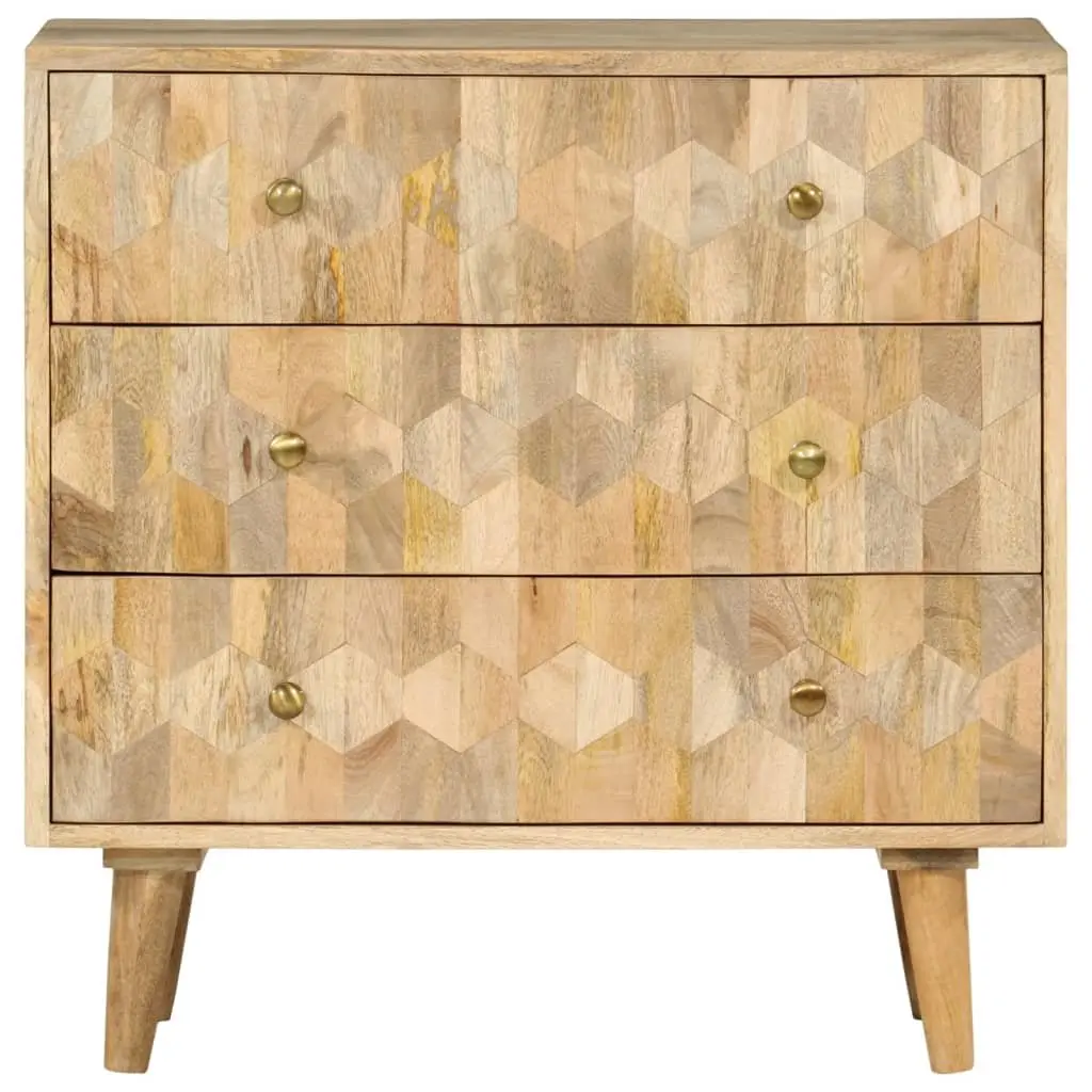 Drawer Cabinet Storage Chest 3 Drawers Solid Wood Mango Brown Retro Style