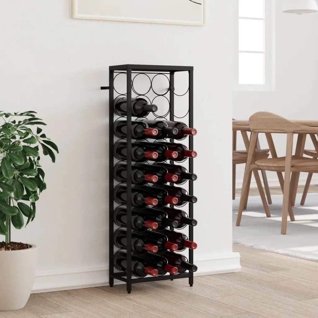 Black Wrought Iron Wine Rack Holds 27 Bottles