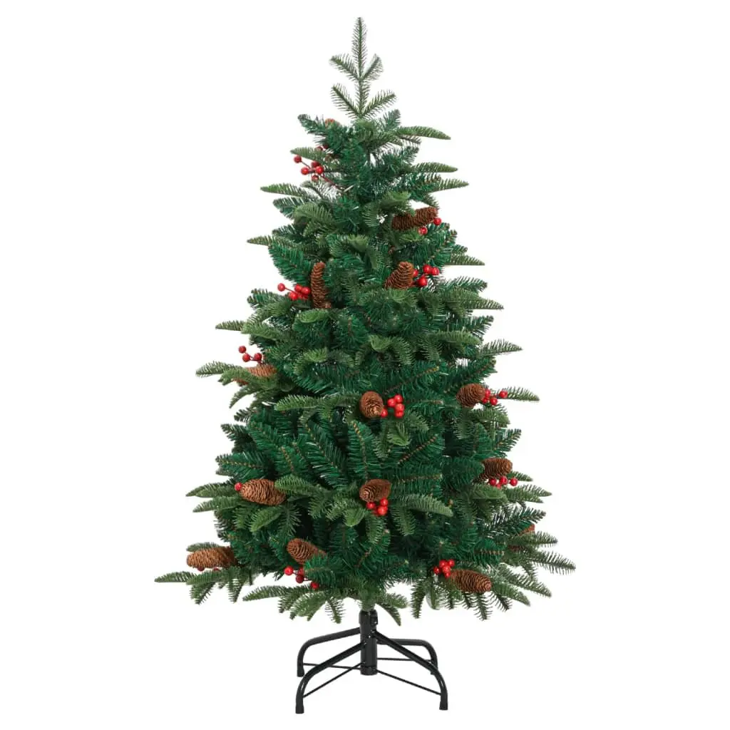 Artificial Christmas Tree 120cm Green Hinged with Cones and Berries Decorations