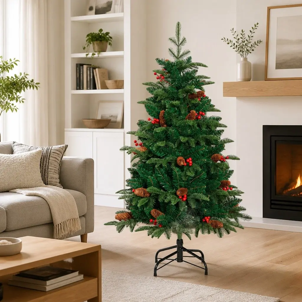 Artificial Christmas Tree 150cm Green with Cones and Berries