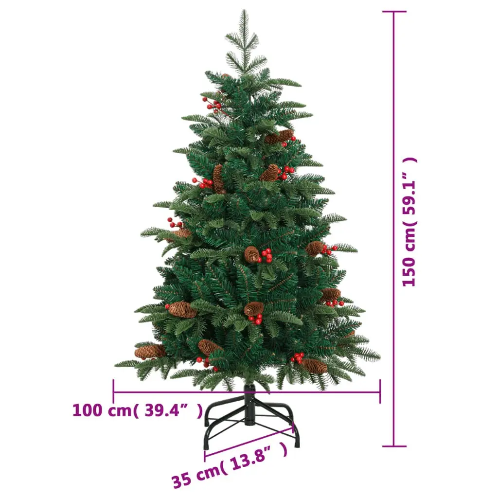Artificial Christmas Tree 150cm Green with Cones and Berries