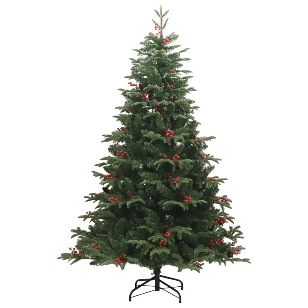 Artificial Christmas Tree 180cm Green Lifelike PE Tips with Cones and Berries