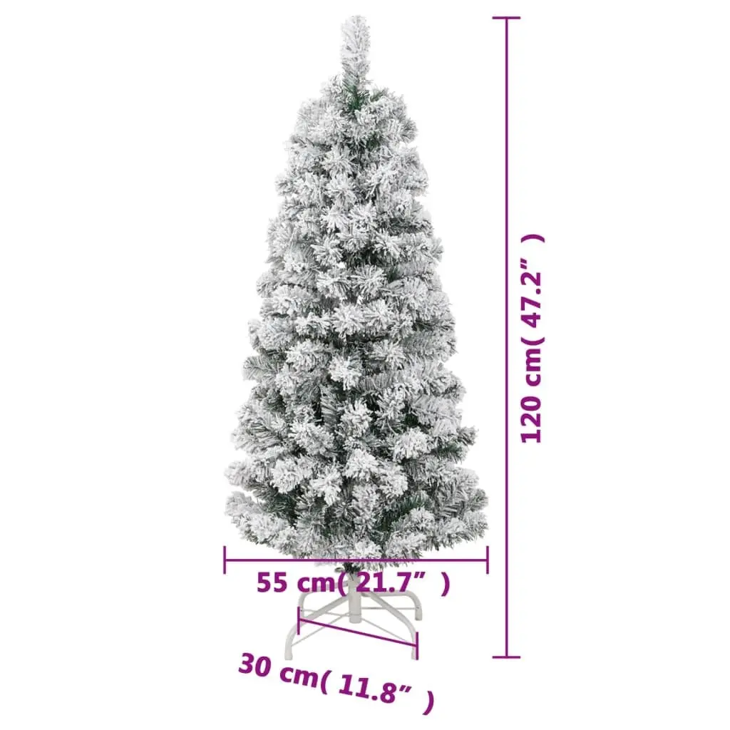 Artificial Hinged Christmas Tree 120cm White Flocked Snow Realistic Holiday
