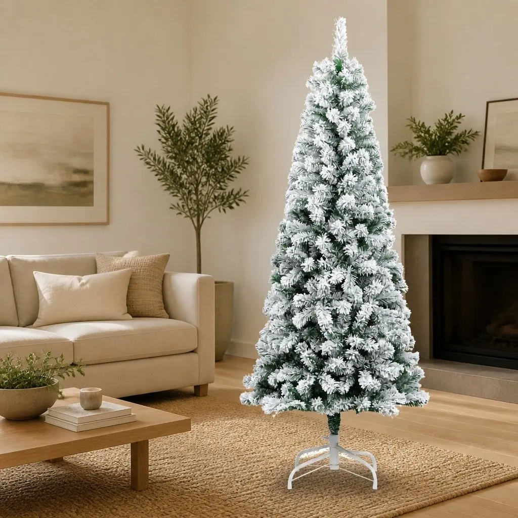 Artificial Christmas Tree 210cm Flocked Snow White Seasonal Decor