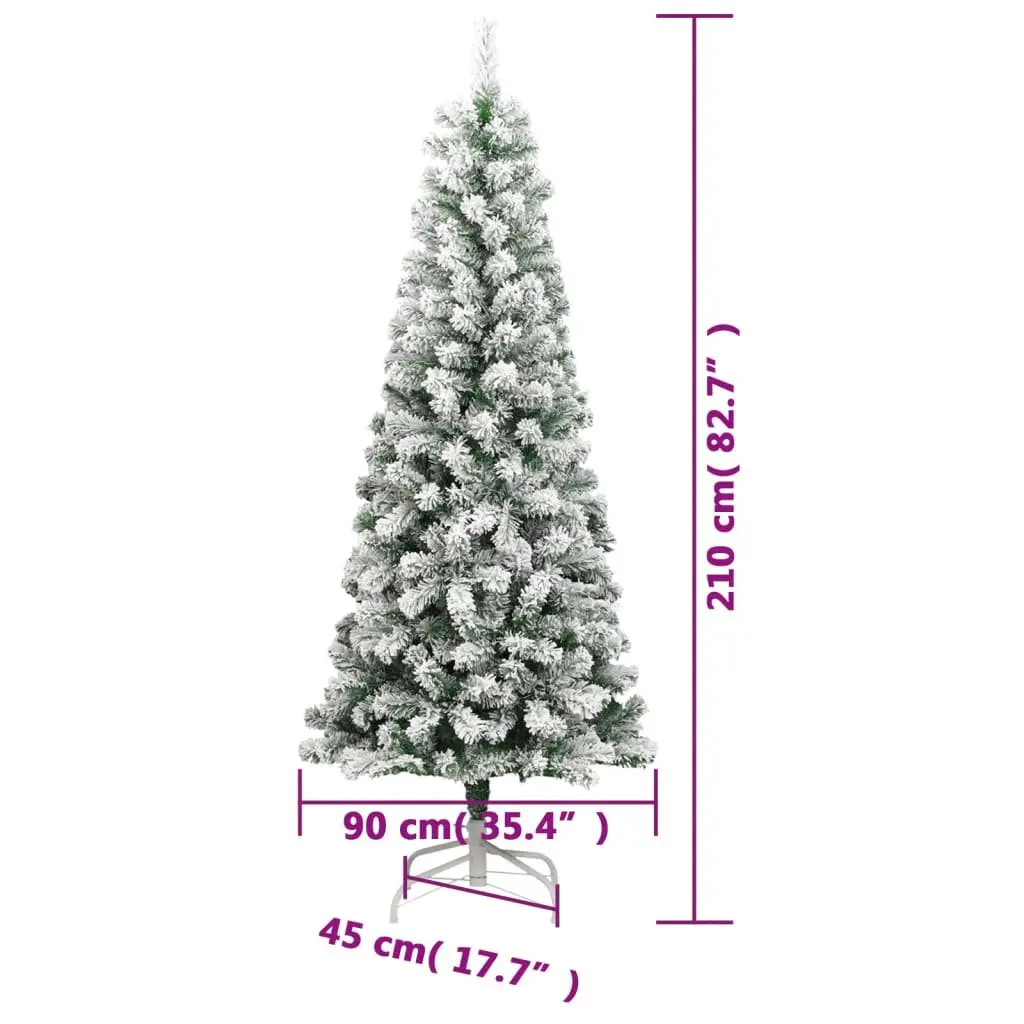 Artificial Christmas Tree 210cm Flocked Snow White Seasonal Decor