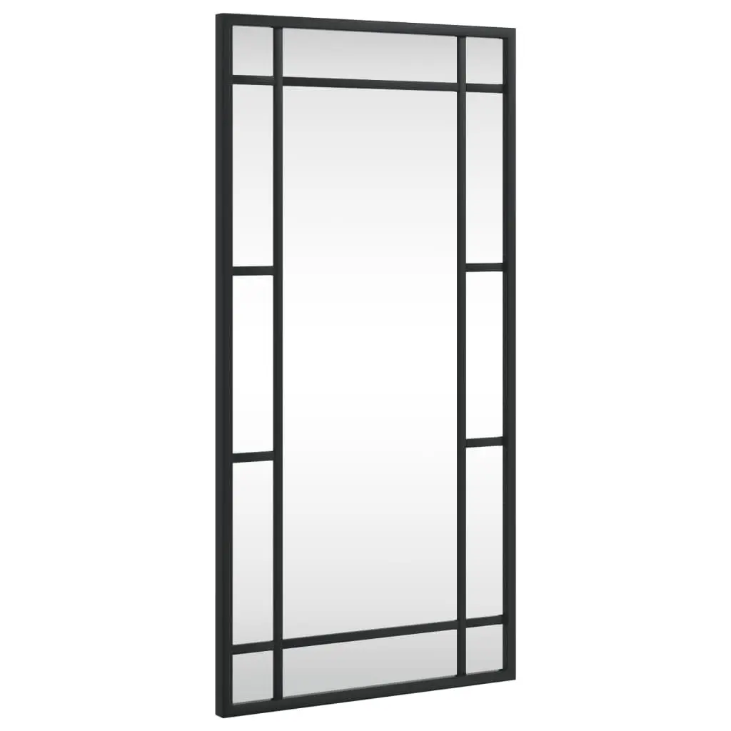 Wall Mirror Black Rectangle 30x60 cm Iron Frame Vertical Horizontal Mount