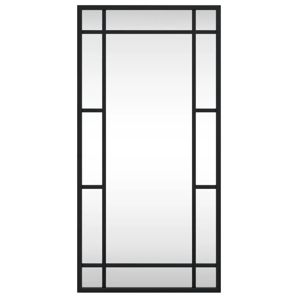 Wall Mirror Black Rectangle 30x60 cm Iron Frame Vertical Horizontal Mount
