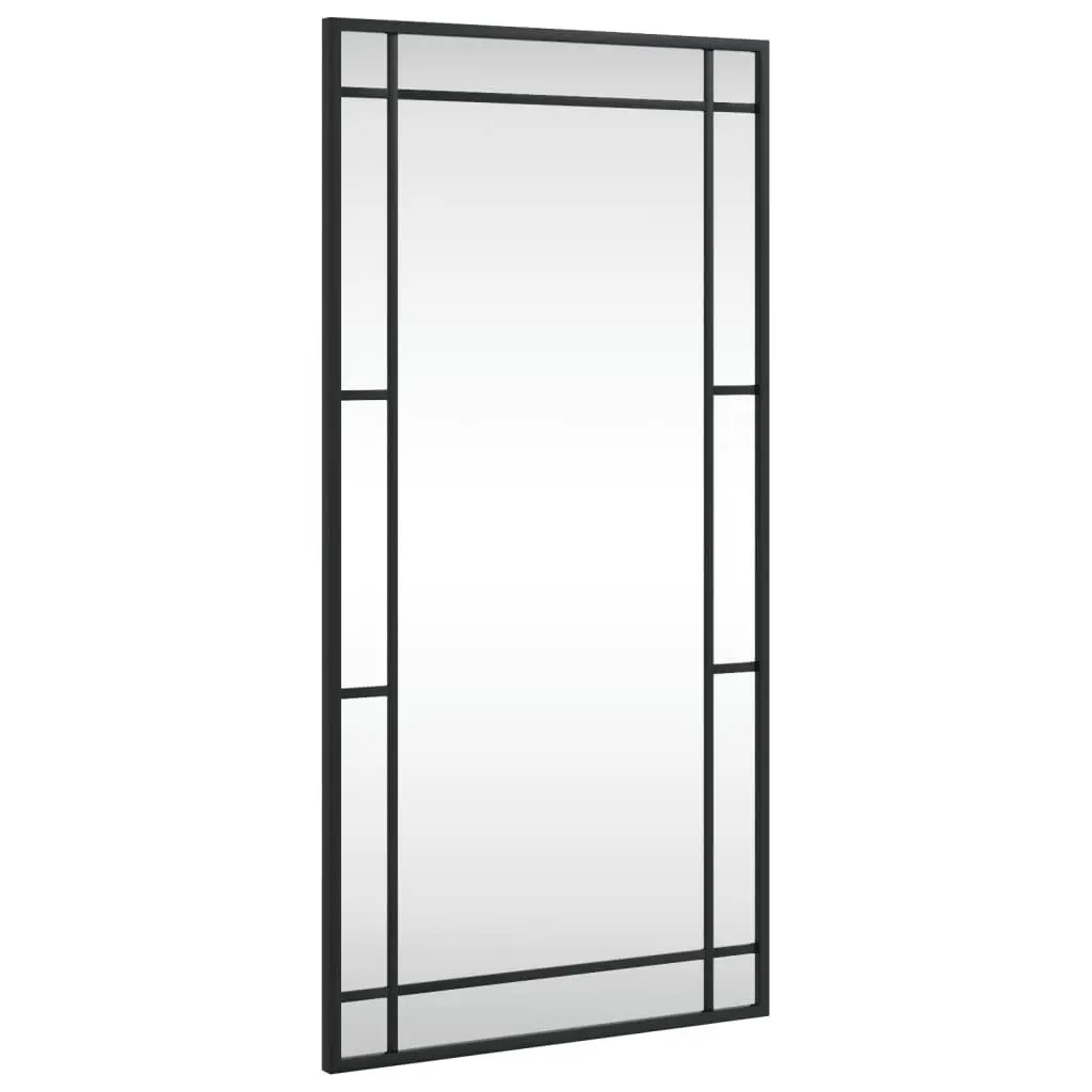 Wall Mirror Black Rectangle 40x80cm Iron Frame Vertical Horizontal Mounting
