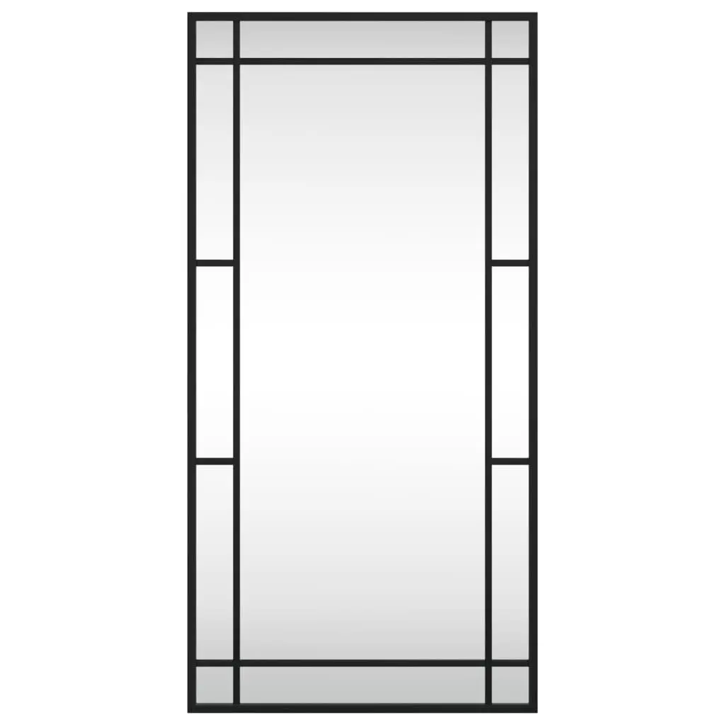 Wall Mirror Black Rectangle 40x80cm Iron Frame Vertical Horizontal Mounting