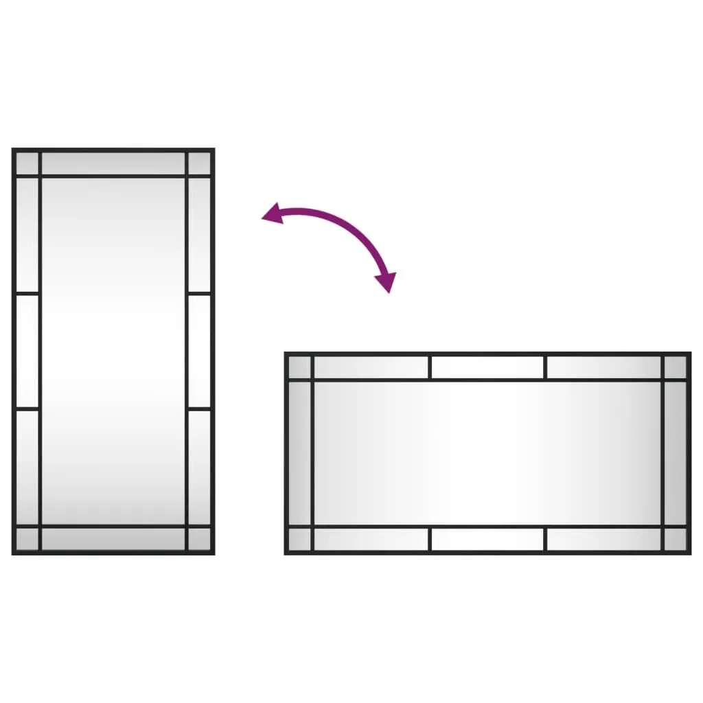 Wall Mirror Black Rectangle 40x80cm Iron Frame Vertical Horizontal Mounting