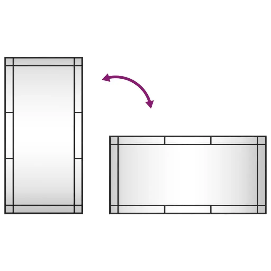 Wall Mirror Rectangle Black 50x100 cm Iron Frame Minimalist Home Decor