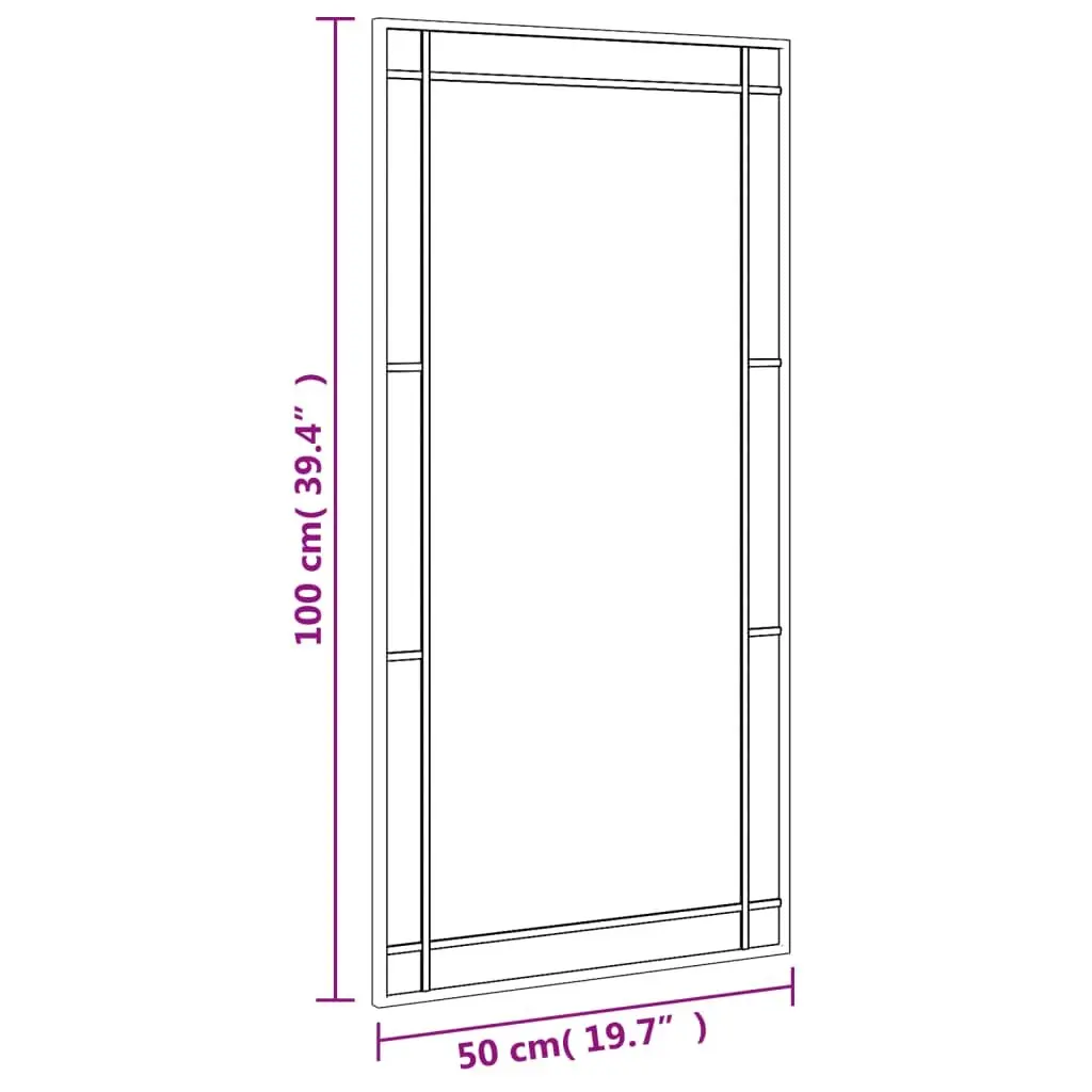 Wall Mirror Rectangle Black 50x100 cm Iron Frame Minimalist Home Decor