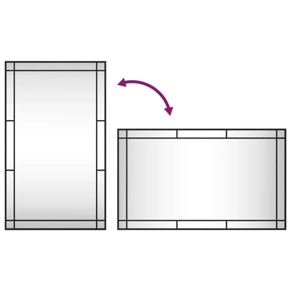 Wall Mirror Rectangle 60x100 cm Black Iron Frame Minimalist Home Decor