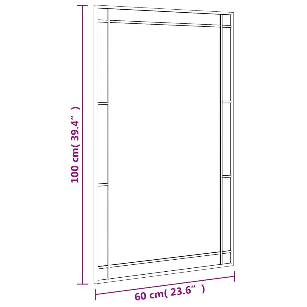 Wall Mirror Rectangle 60x100 cm Black Iron Frame Minimalist Home Decor