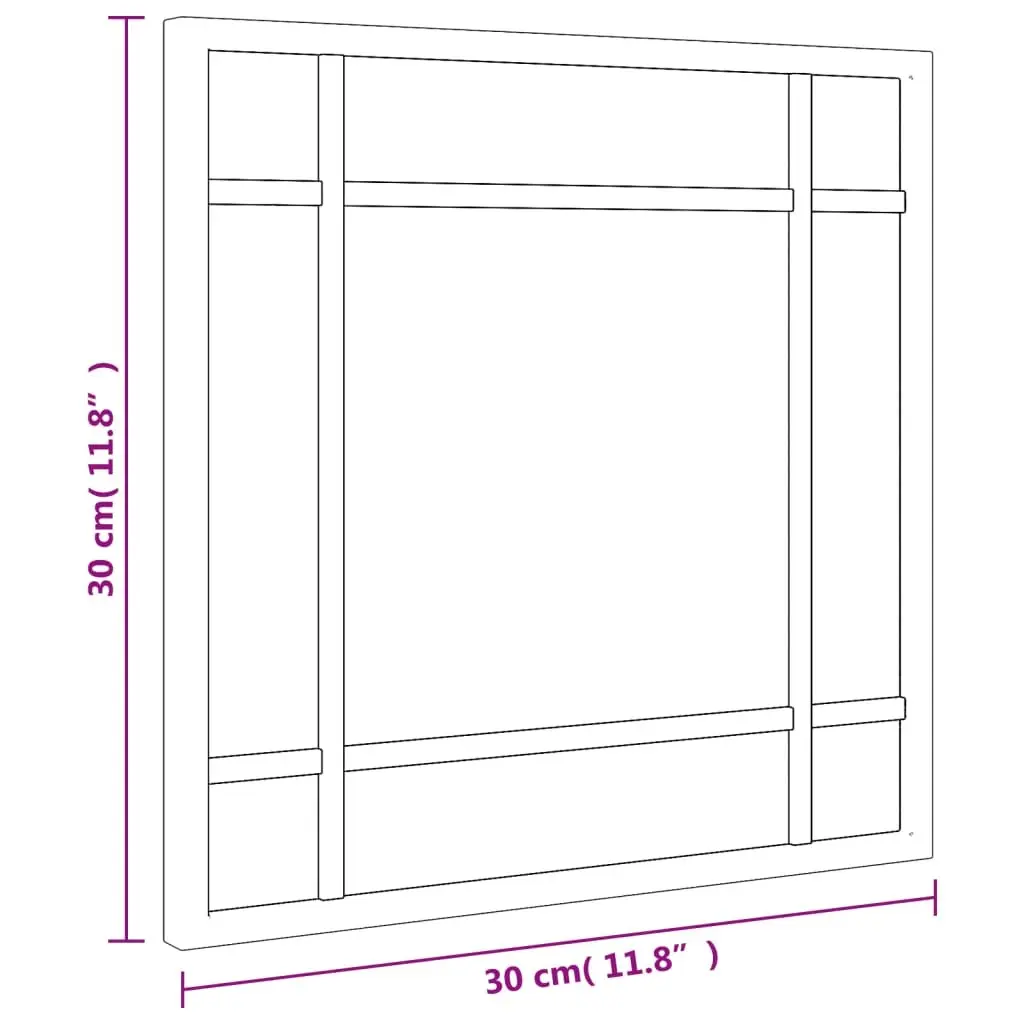 Square Wall Mirror Black 30x30 cm Minimalist Home Decor Hanging