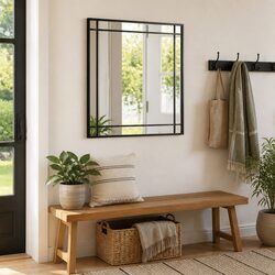 Wall Mirror Black 50x50 cm Square Iron Frame Minimalist Home Decor Bedroom