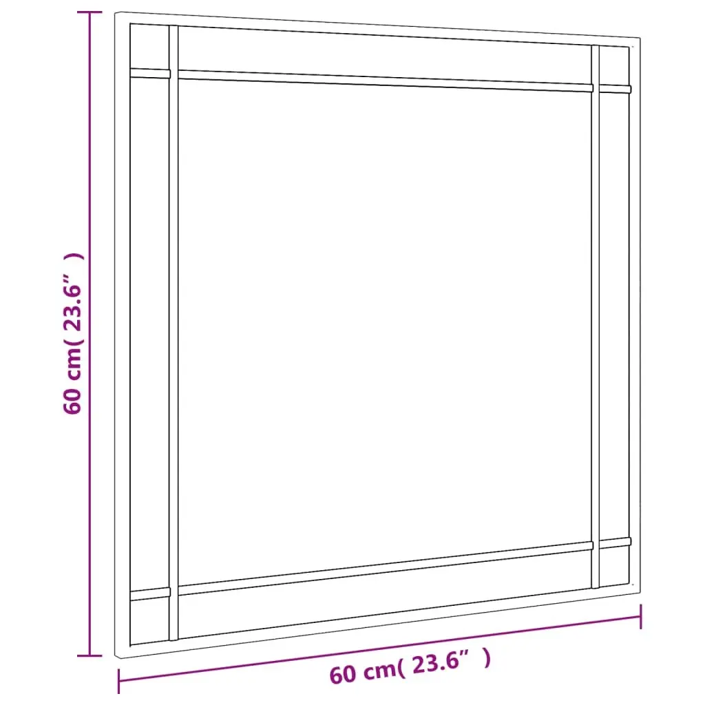 Wall Mirror Minimalist Black 60x60cm Glass Iron Frame Home Decor