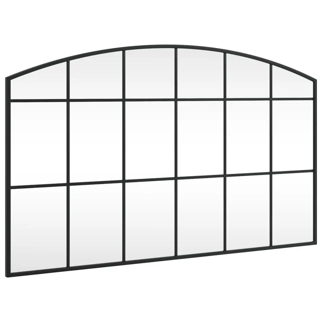 Wall Mirror Black Arch Iron Frame 100x60 cm Bedroom Hallway Living Room Decor