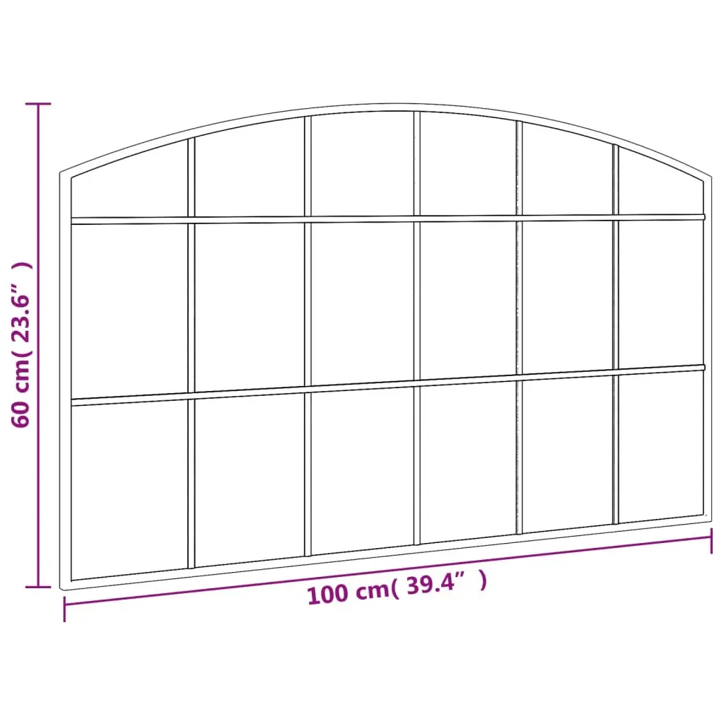 Wall Mirror Black Arch Iron Frame 100x60 cm Bedroom Hallway Living Room Decor