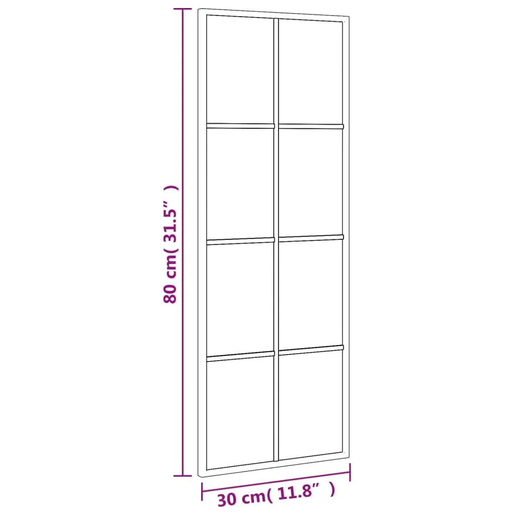 Wall Mirror Rectangle Black 30x80cm Minimalist Home Decor Glass