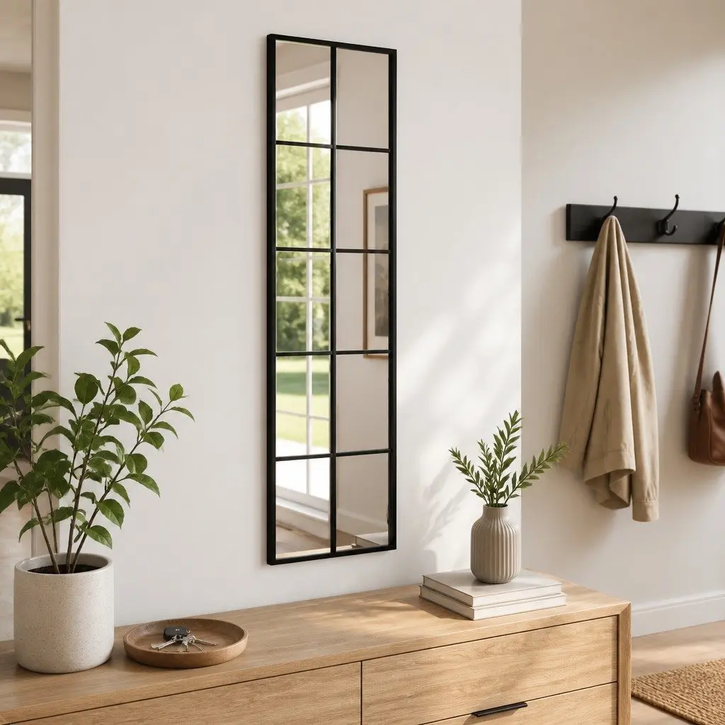 Wall Mirror Black 30x100 cm Vertical Horizontal Mount Home Decor