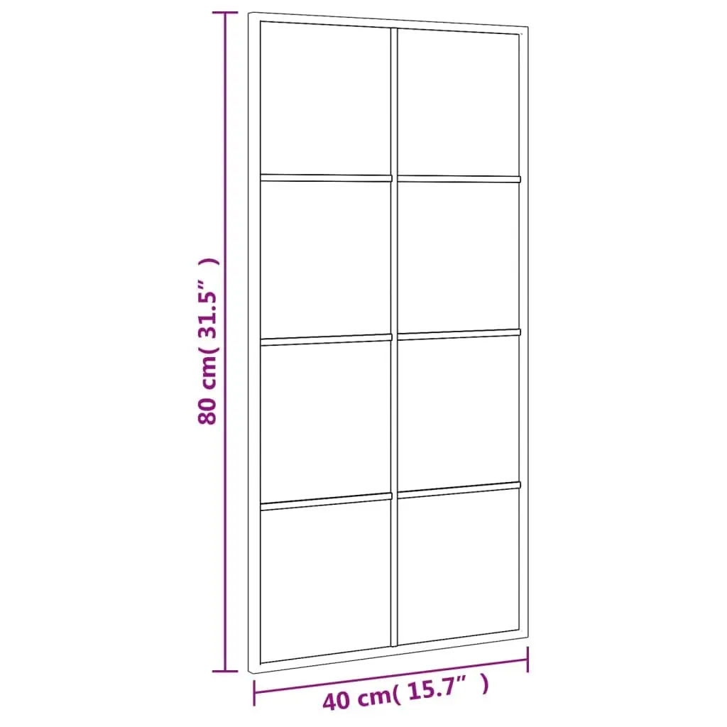 Wall Mirror Rectangle Black 40x80 cm Minimalist Iron Frame Glass Decor Hanging
