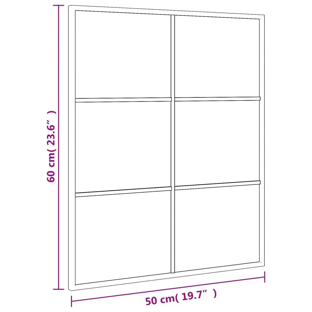 Wall Mirror Rectangle Black 50x60cm Hanging Home Decor Minimalist Design