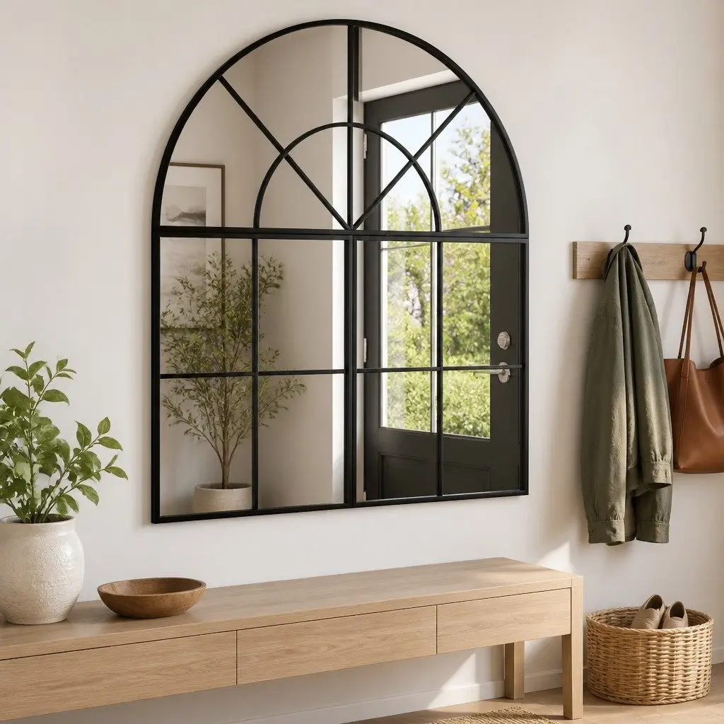 Wall Mirror Black Iron Frame 80x40 cm Bedroom Hallway Living Room Decor