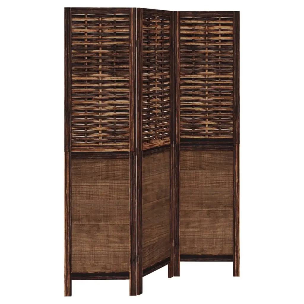 Room Divider Privacy Screen 3 Panels Brown Folding Wood Frame Indoor Partition