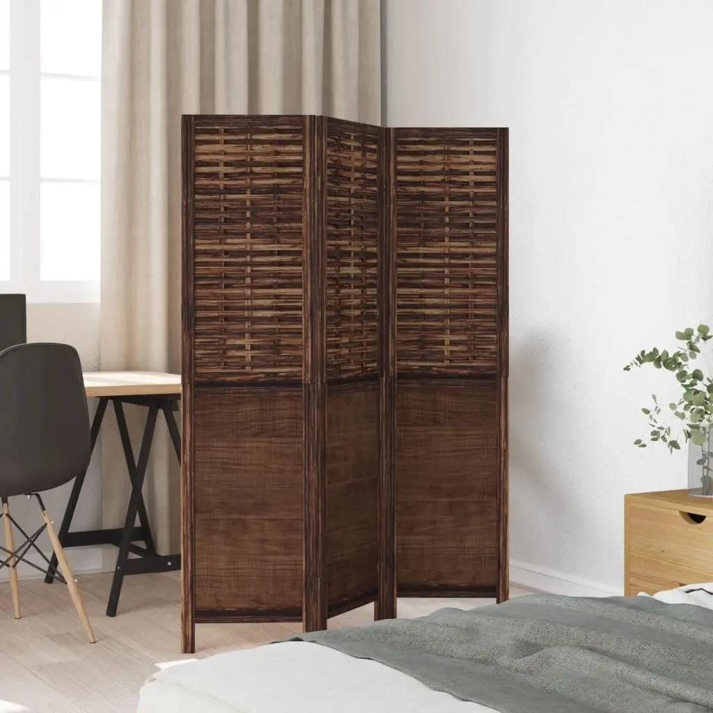 Room Divider Privacy Screen 3 Panels Brown Folding Wood Frame Indoor Partition
