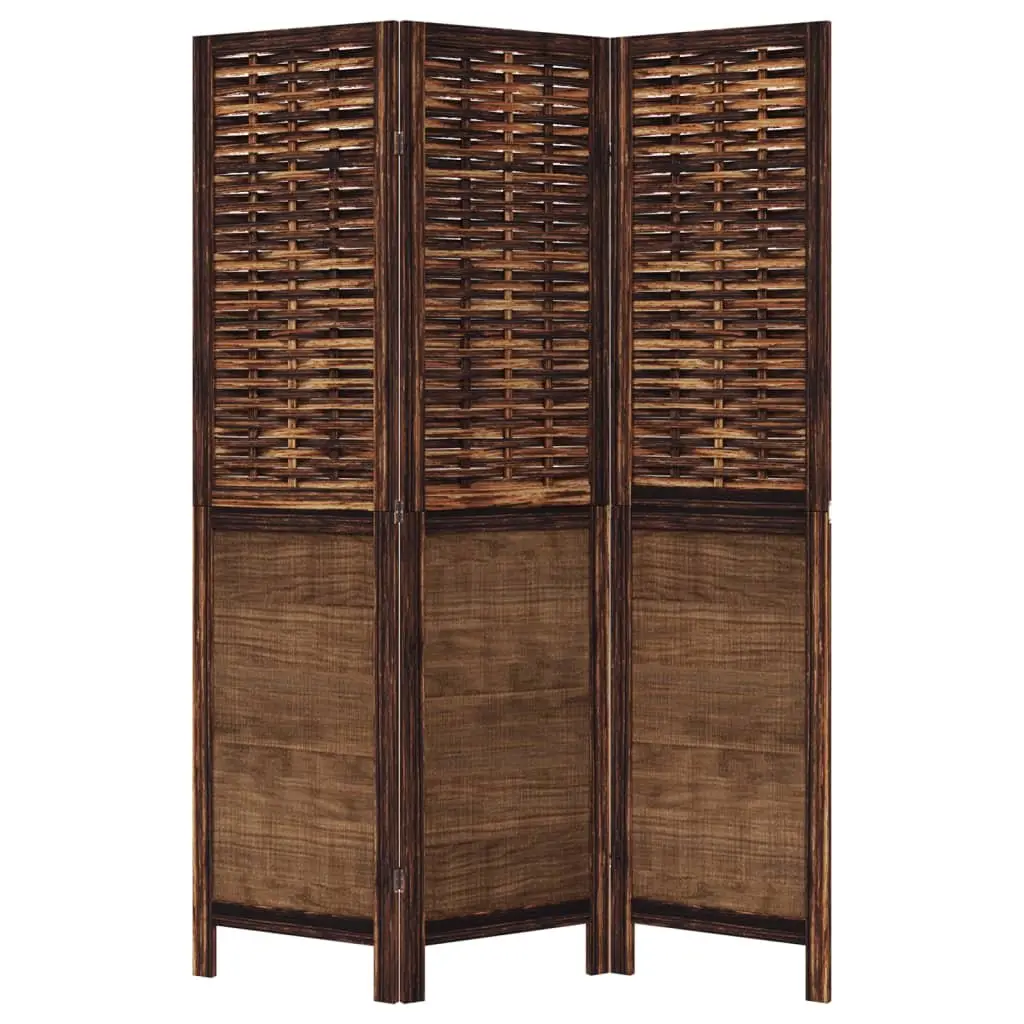 Room Divider Privacy Screen 3 Panels Brown Folding Wood Frame Indoor Partition