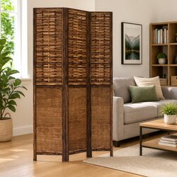 Room Divider 3 Panels Dark Brown Folding Privacy Screen Indoor Partition