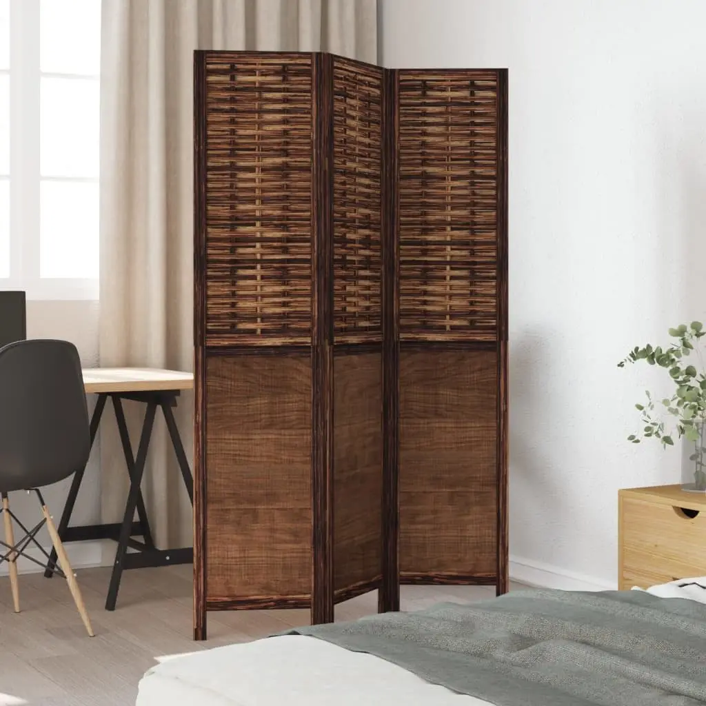 Room Divider Folding Privacy Screen 3 Panels Dark Brown Indoor Partition