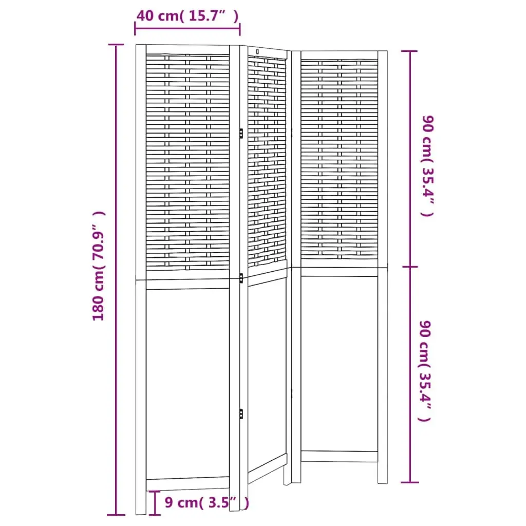 Room Divider Folding Privacy Screen 3 Panels Dark Brown Indoor Partition