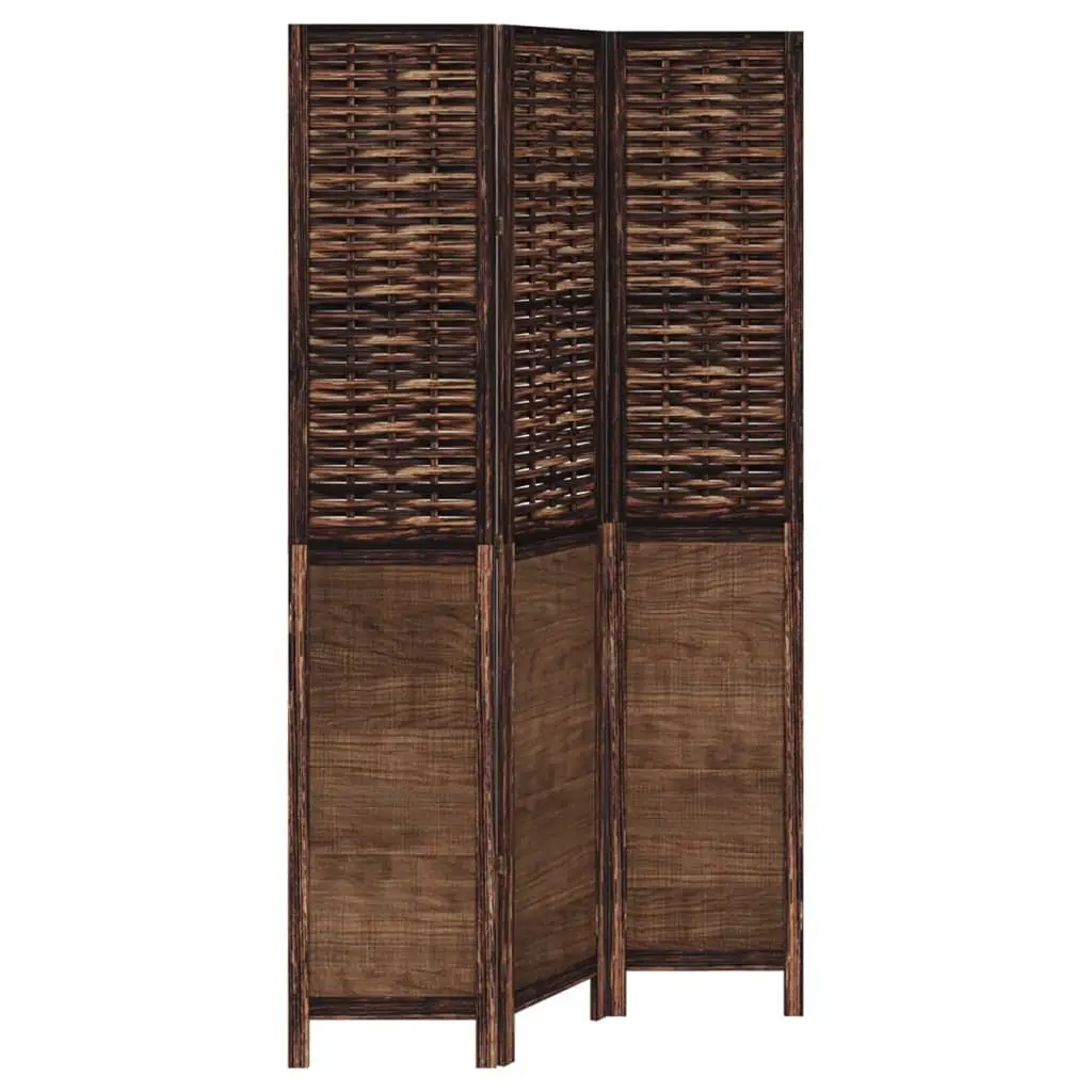 Room Divider 3 Panel Folding Privacy Screen Wooden Partition Brown