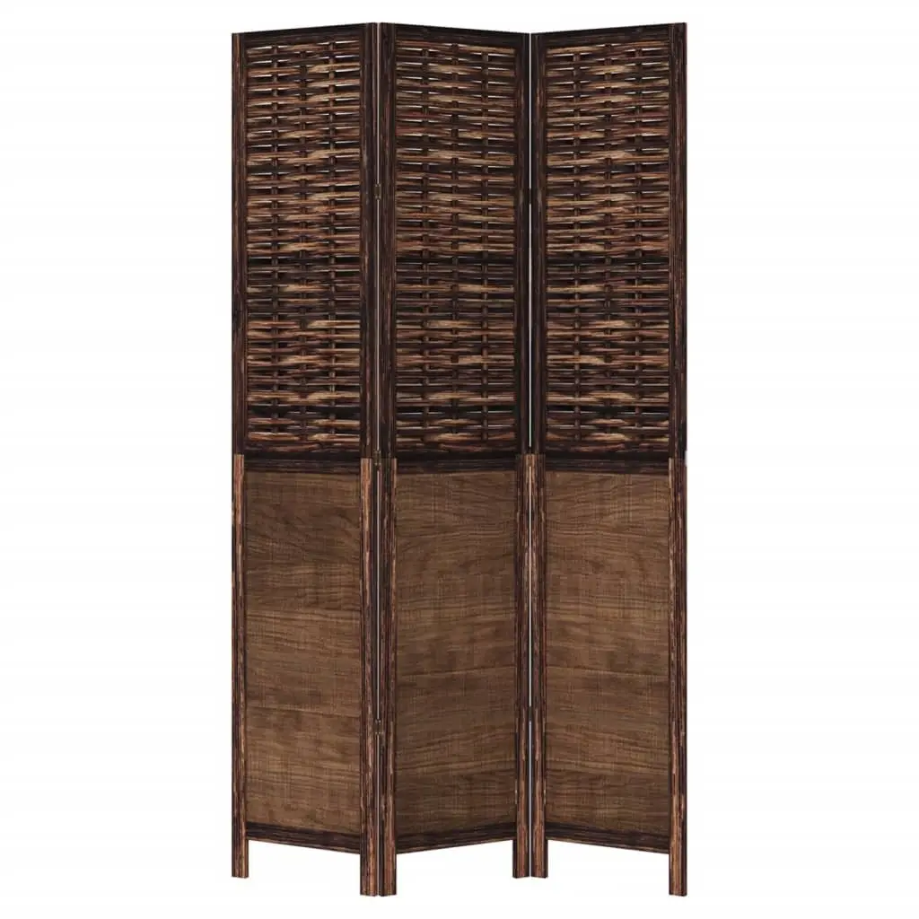 Room Divider 3 Panel Folding Privacy Screen Wooden Partition Brown