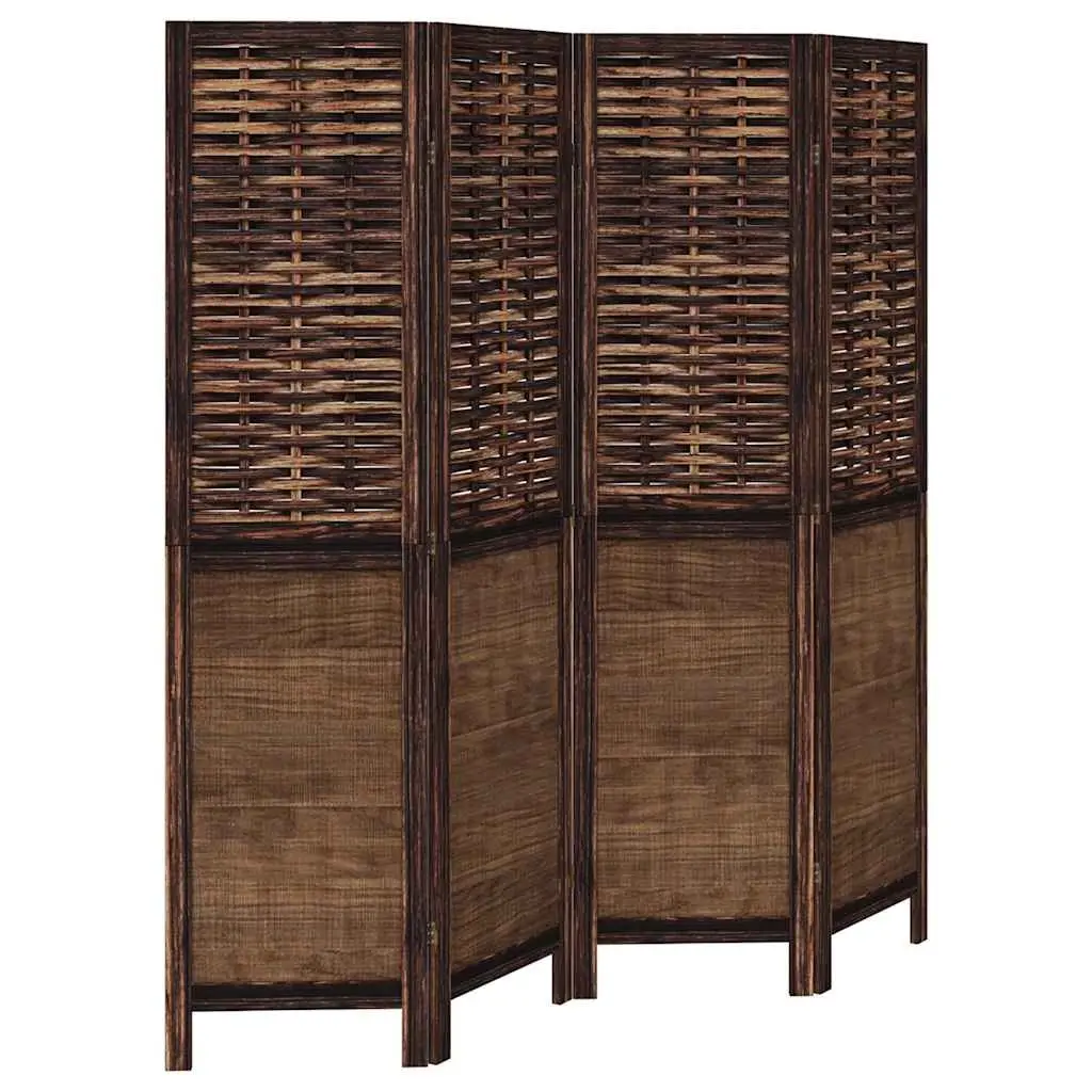 Room Divider Privacy Screen 4 Panels Dark Brown Folding Indoor Decor
