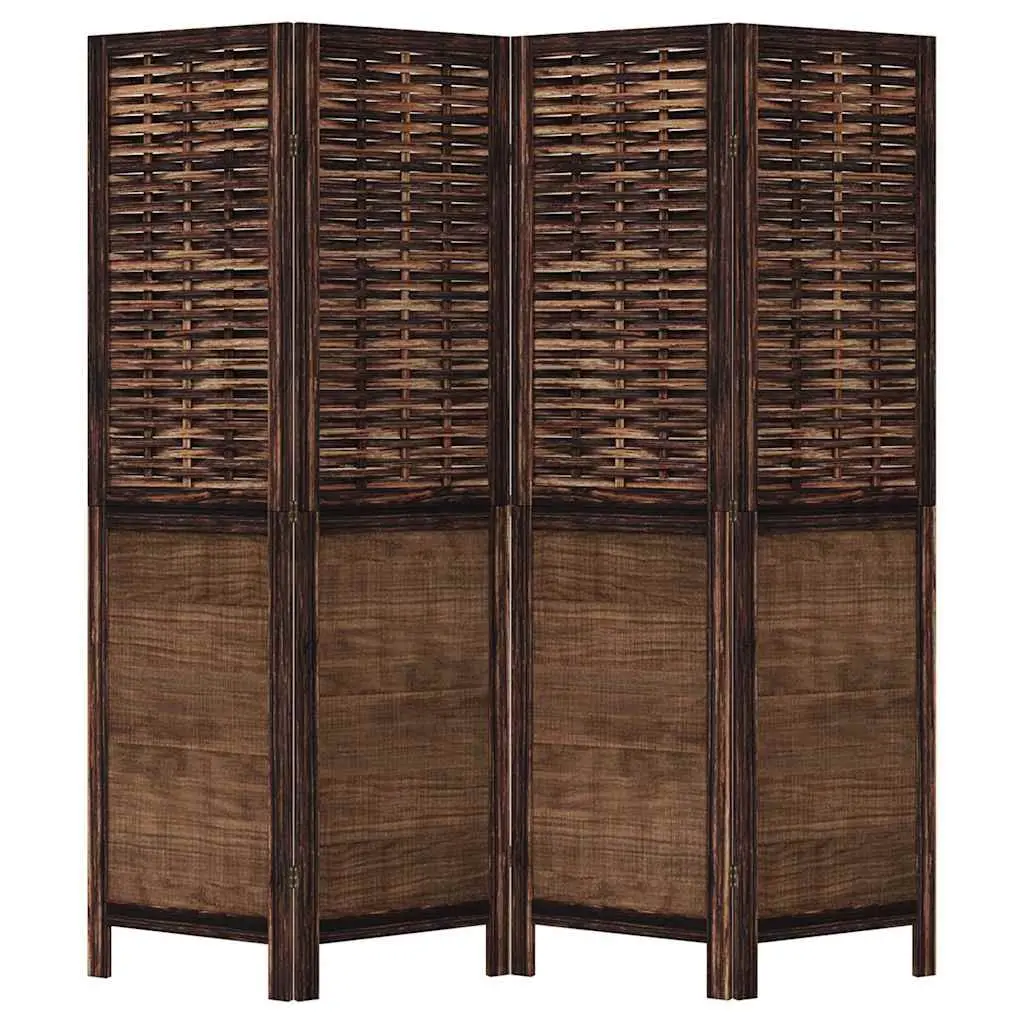 Room Divider Privacy Screen 4 Panels Dark Brown Folding Indoor Decor